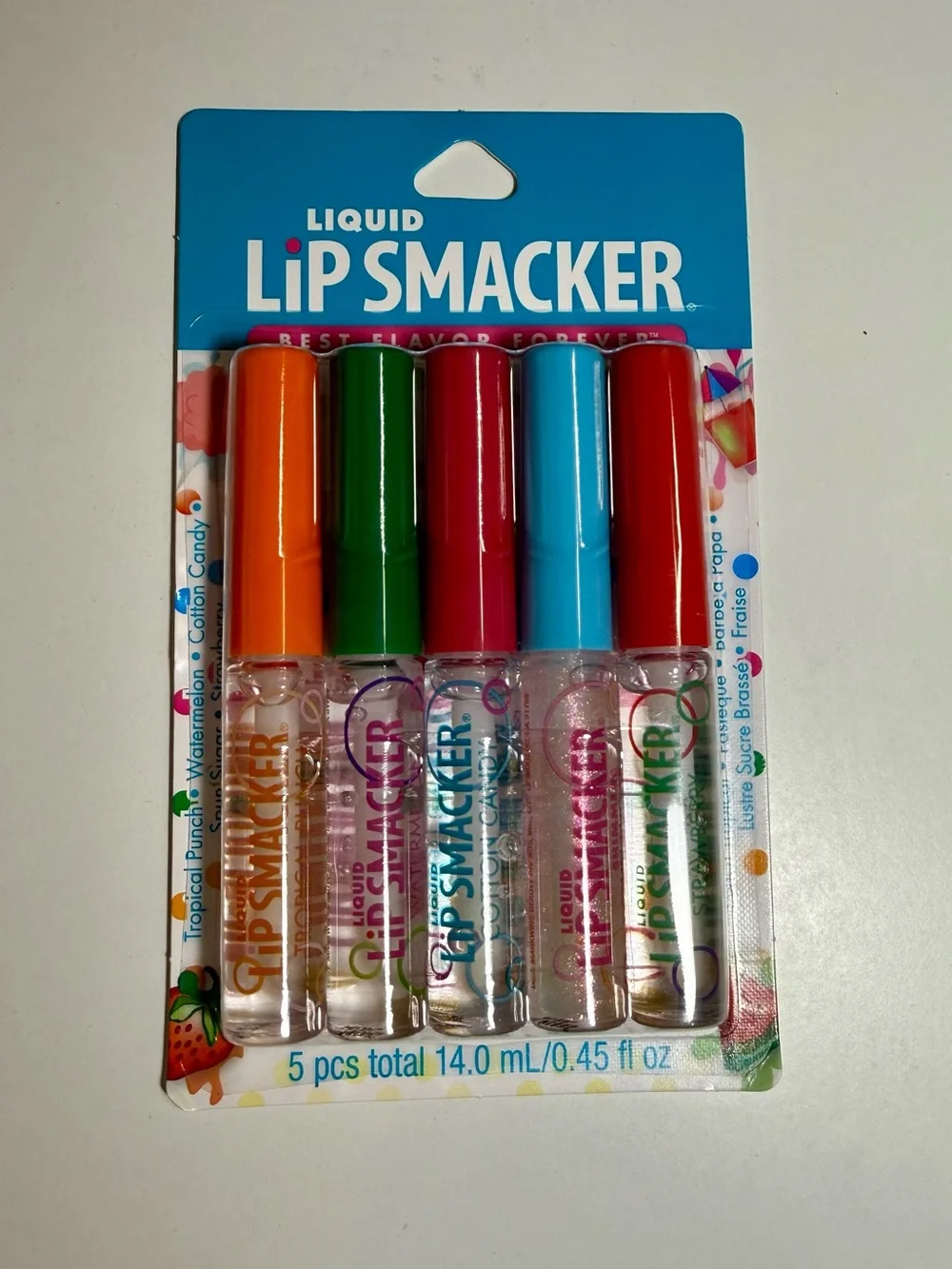 Lip Smacker Liquid Glosses 5 Pack Clear Glittered Flavored Party 0.45 Oz, NEW